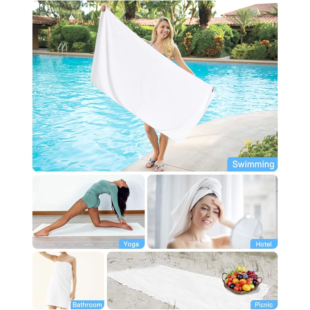 منشفة شاطئ بيضاء نقية، مناسبة  - مراجعة Herbal Yoga وسعره
